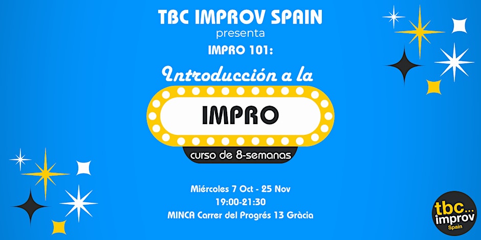 Folder de Curso de Introducción a la Impro (101) con TBC Improv Spain - Invierno '26